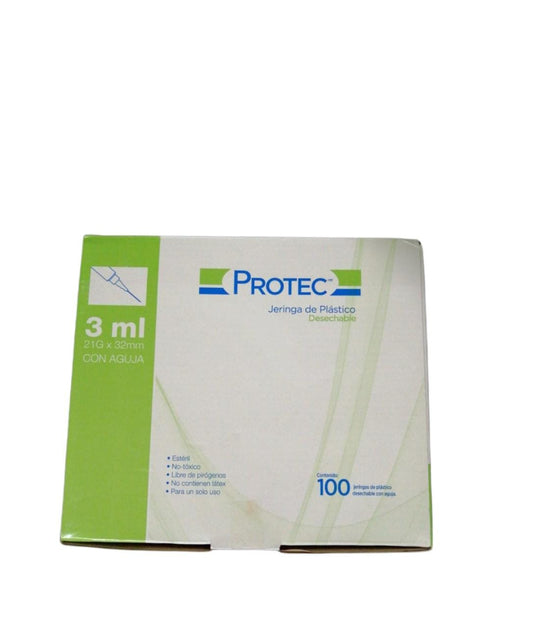 JERINGA PROTEC 3ML 21 G X 32MM CAJA C/100 PZAS